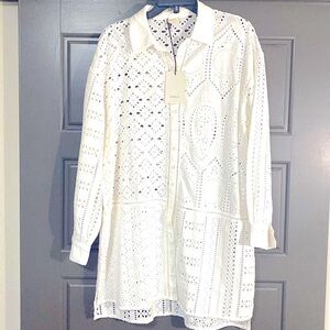 NWT SPELL Lottie Oversized Shirt / Dress Eyelet , size M